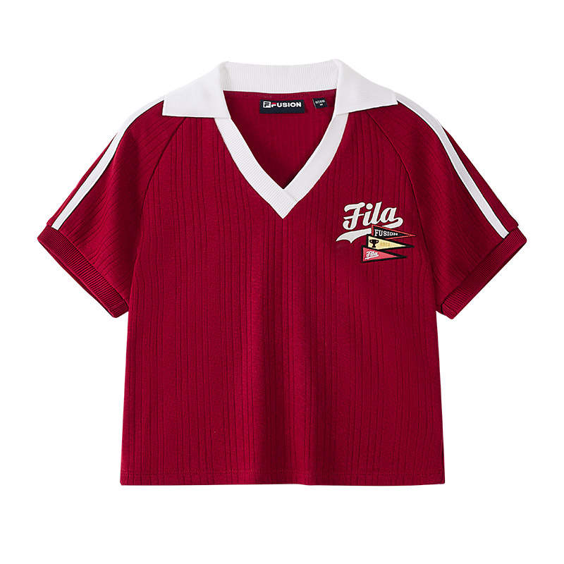 FILA FUSION Polo Shirts Women's Rhythm Red Polo Collar Moderate Other