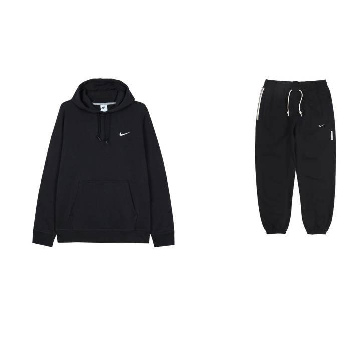 Nike Nike Hooded Fleece Lined Comfortable Long Sleeve Hoodie Solid Color Lace Up Elastic Cuff Pants Casual Sportswear Men's