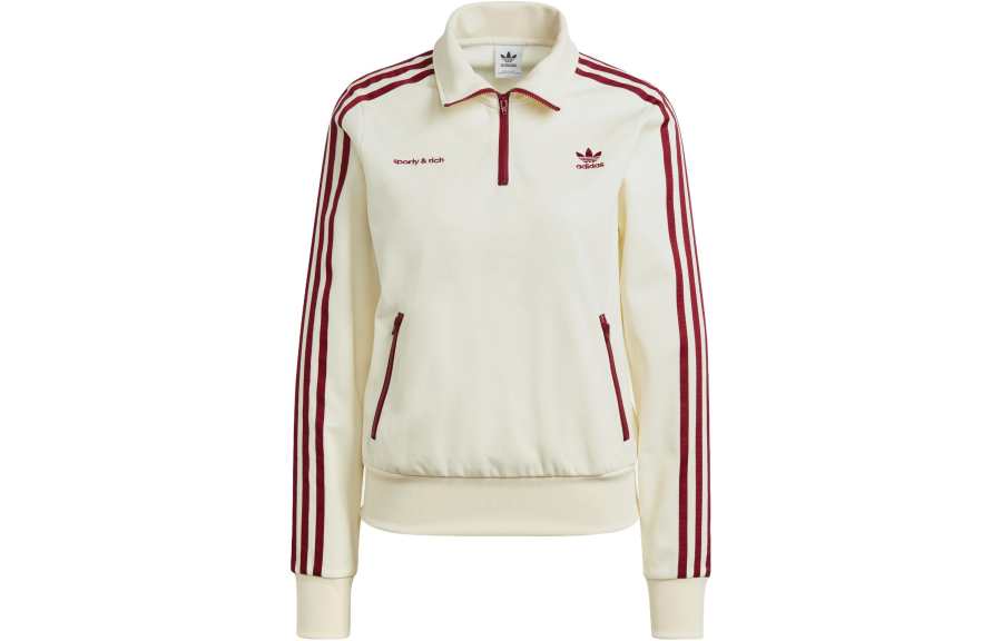 Adidas Originals Sporty & Rich X Adidas Quarter Zip Track Jacket Cream/Merlot
