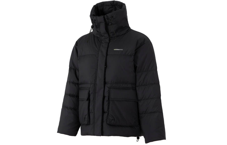 Adidas Neo Down Jackets Women's Black Stand Collar Moderate Puffer Jacket