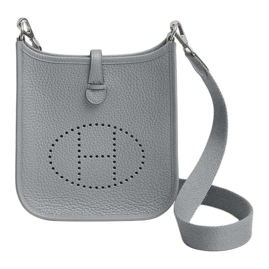 HERMES Evelyne Clemence Bullock Leather Crossbody Bag, Shoulder Bag 16 Women's Mist Gray