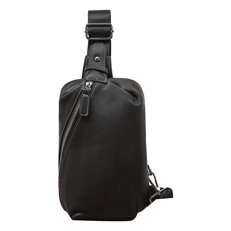 LAORENTOU Top Grain Cow Leather Sling Bag Men's Black