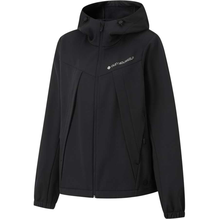 Li-Ning Li Ning Sports Life Collection Loose Fit Fleece Lined Hooded Zippers Letter Jackets & Coats Women's Black