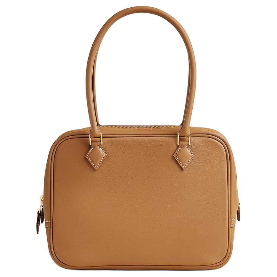 HERMES Plume Swift Calfskin Handbag Mini Women's 37 Gold Brown