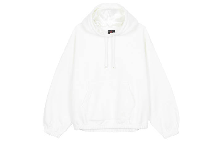 Jordan Jordan Flight Solid Color Hooded Elastic Cuff Fleece Lined Casual Sweatshirt Women's Sail White