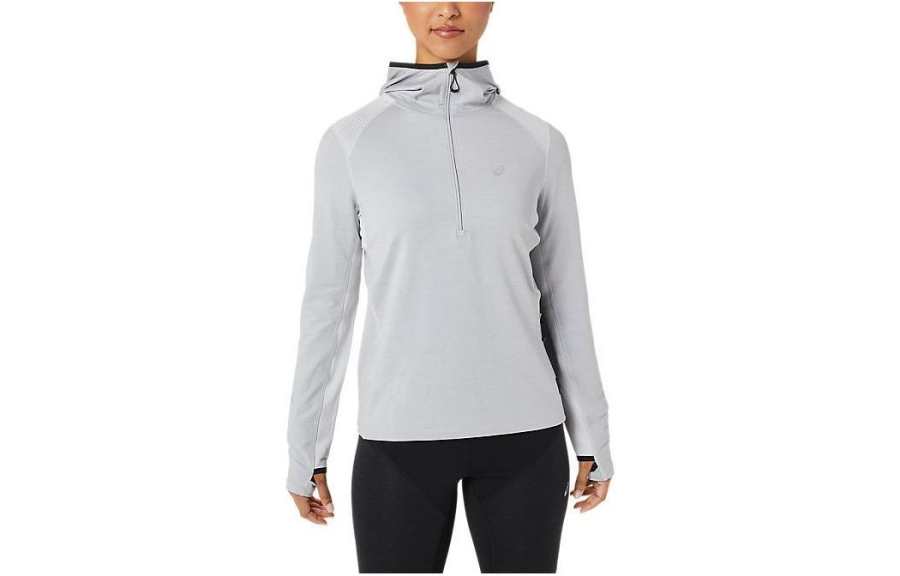 ASICS Sweatshirts Women's Gray Hooded Moderate Other