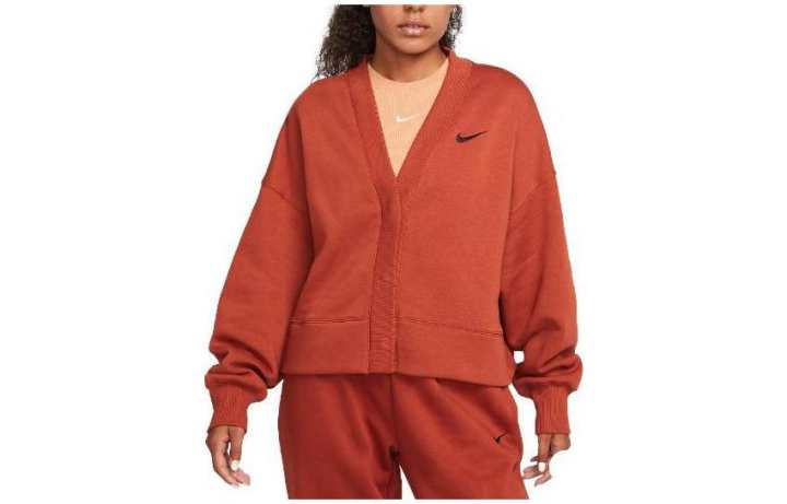 Nike Nike Sweatshirts Women's Orange V Neck Moderate Cardigan