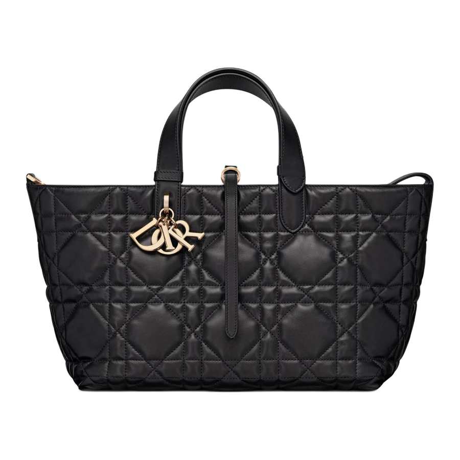 DIOR Toujours Cow Leather Native Handbag Medium Women's Black