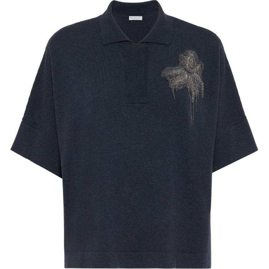Brunello Cucinelli SS24 Cashmere Sweater Women's Midnight Blue