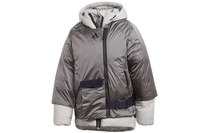 Adidas Adidas Down Jackets Women's Metallic Gray Detachable Hood Moderate