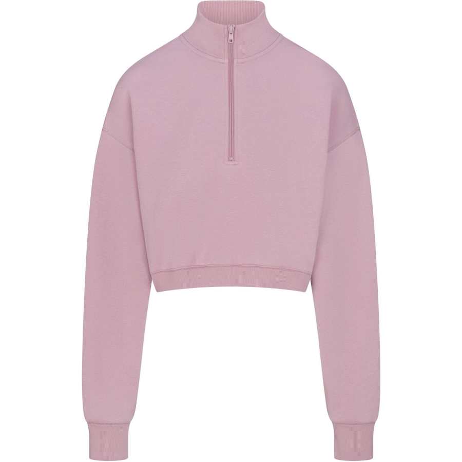 Skims FW24 COTTON FLEECE CROPPED HALF ZIP PULLOVER Sweatshirt Women's Dusk/Nightfall Color