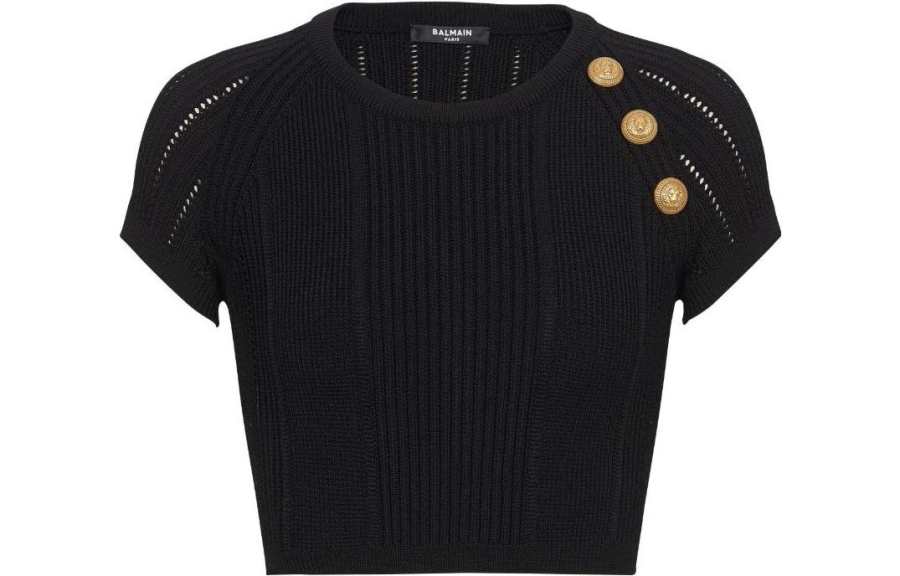 BALMAIN BALMAIN 3 Button Fine Knit Top