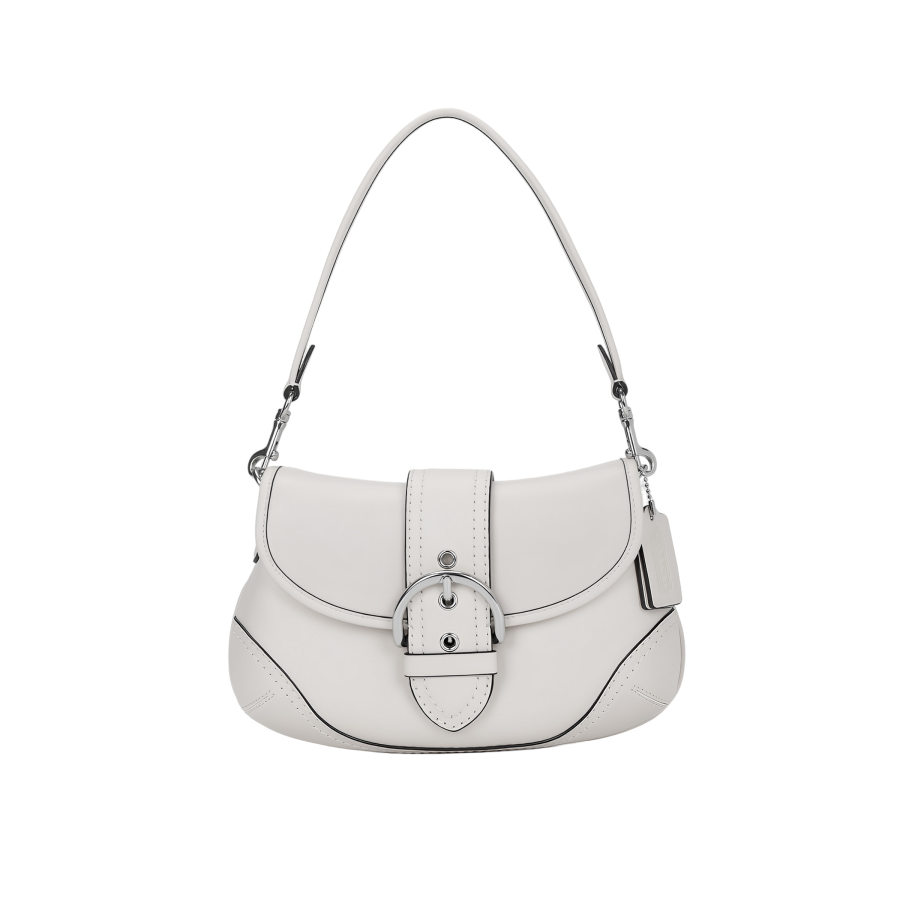 COACH Soho Cow Leather Hobo Bag, One Shoulder Handbag Large Women's Pink White