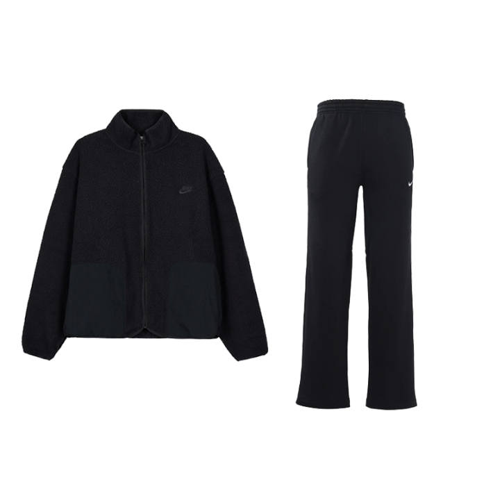 Nike Nike Micro Label Embroidery Fleece Stand Collar Velvet Jacket Breathable Fleece Lined Knitted Fabric Casual Sportswear