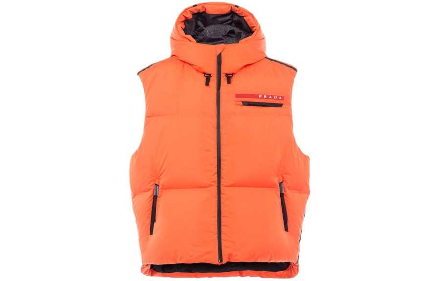 PRADA PRADA Down Vests Women's Orange Hooded Moderate