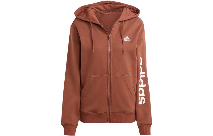 Adidas Adidas Essential Sweatshirts Women's Brown Hooded Moderate Cardigan
