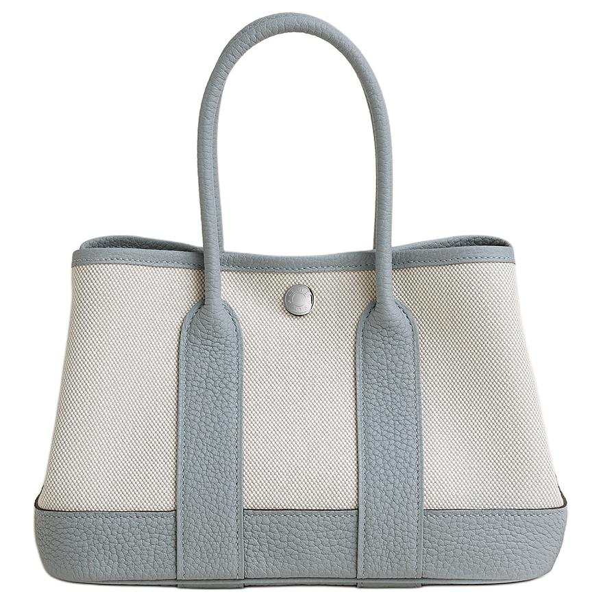 HERMES Neo Garden H Viking Canvas With Negonda Calfskin Handbag Mini Women's Light Beige & Glacier Blue & Mist Gray