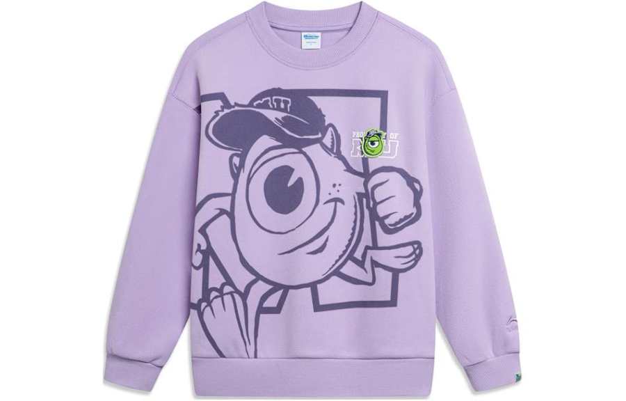 Li-Ning Li Ning Disney Pullover Crew Neck Loose Fit Fleece Lined Long Sleeved Sweatshirt Women's Vero Rose Purple