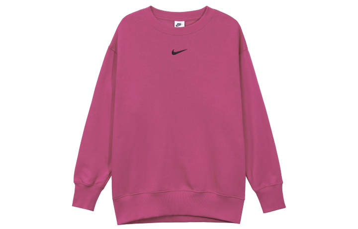Nike Nike Phoenix Fleece Solid Color Crew Neck Fleece Lined Loose Fit Sweatshirt Women's Raspberry Red