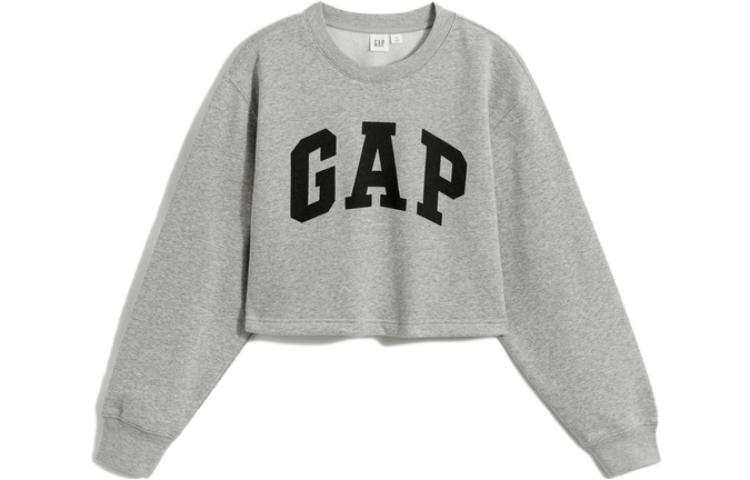 GAP LOGO Fleece Lined Pullover Sports Fashion Crew Neck Sweatshirt Women's
