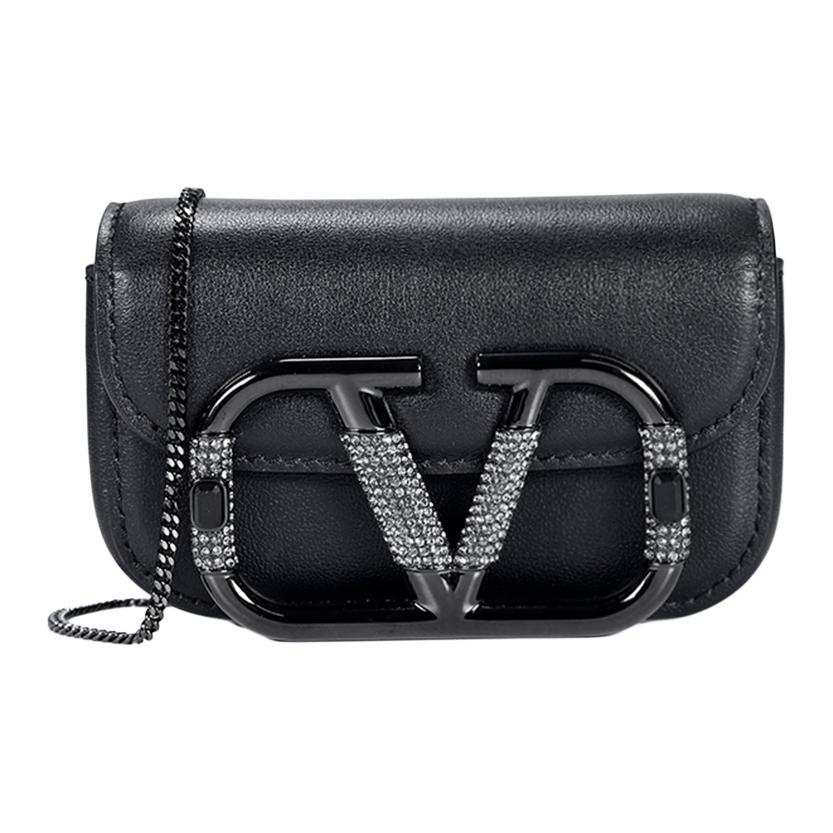 Valentino Leather Shoulder Bag, Crossbody Bag Women's Black