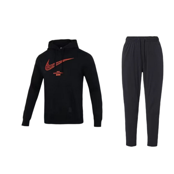 Nike Nike CNY Collection Logo Print Knitted Fabric Fleece Lined Hooded Pullover Sweatshirt Lace Up Pants Casual Sportswear