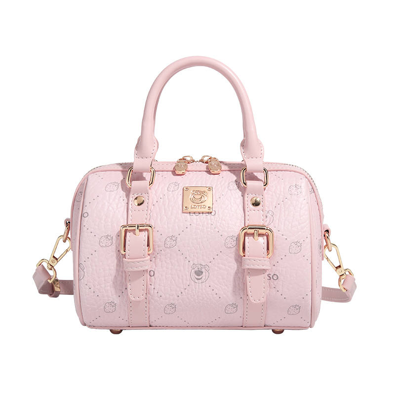 Disney Lotso PVC Handbag, Boston Bag Women's Pink/Milk Tea