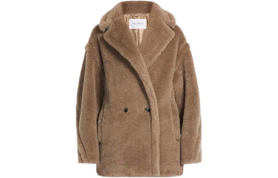 MaxMara Espero Collection Short Teddy Bear Icon Coat In Alpaca And Wool Jackets & Coats Women's Dove Gray