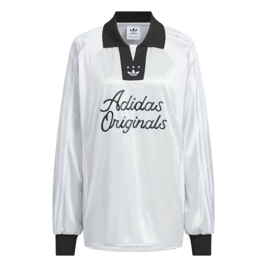 Adidas Originals LONG SLEEVE SOCCER JERSEY Polo Shirt Women's Dark Silver Metal
