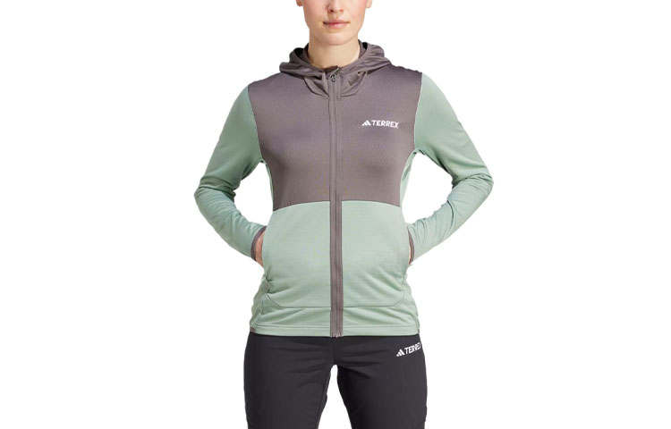 Adidas Adidas Terrex Xperior Light Fleece Hooded Jacket Jackets & Coats Women's Silver Green