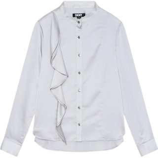 DKNY Shirts Women's Gray Stand Collar