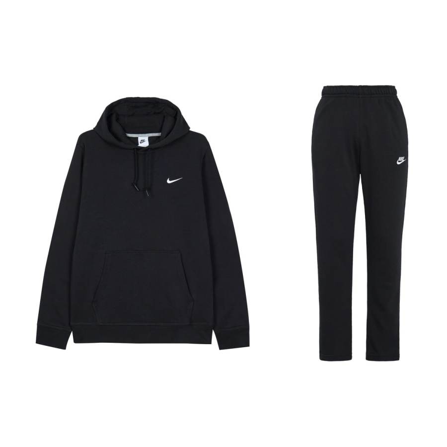 Nike Nike Hooded Fleece Lined Long Sleeved Sweatshirt With Elastic Pants Casual Sportswear Men's Black
