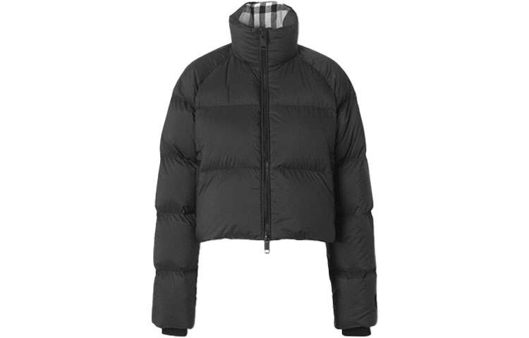 Burberry Logo Appliqué Cropped Puffer Jacket 'Black'