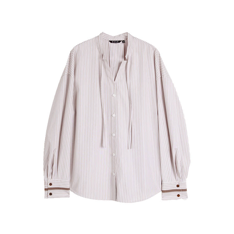 ELLE Shirts Women's Stripes Lapel Moderate Shirt