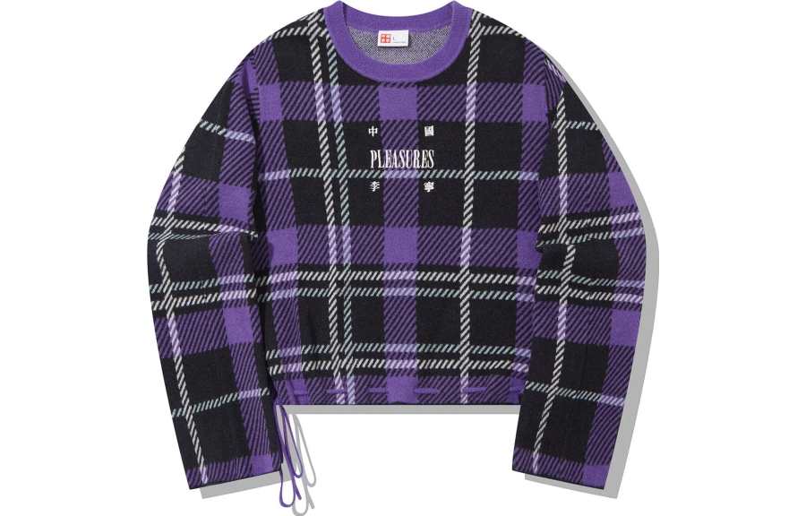 Li-Ning Li Ning x PLEASURES Knitwear Women's Black Ultraviolet Plaid Set