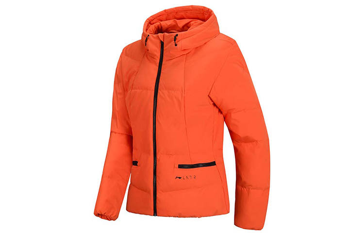 Li-Ning Li Ning Down Jackets Women's Orange Red Hooded Moderate Other