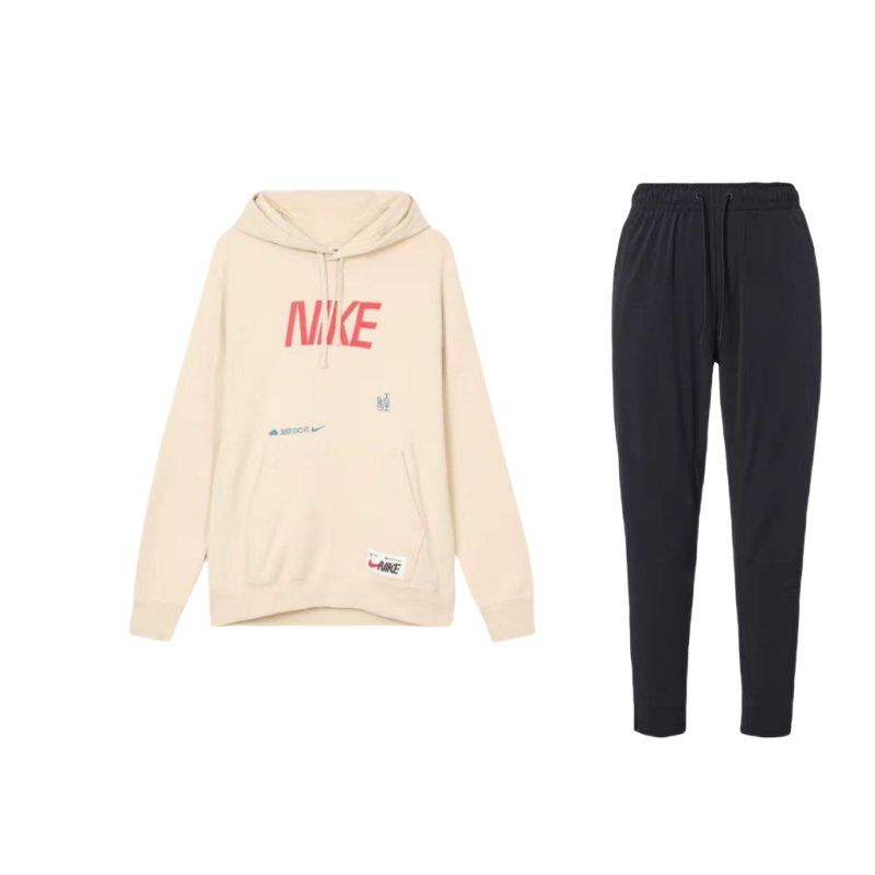 Nike Nike Sportswear Letter Logo Print Knitted Fabric Fleece Lined Hoodie Mid Rise Quick Dry Breathable Pants