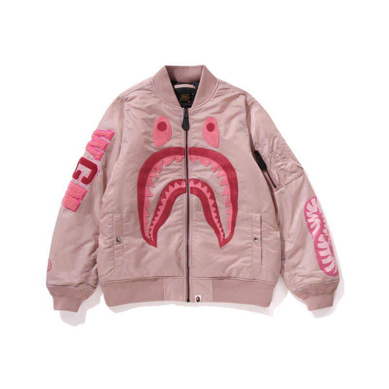 A BATHING APE A Bathing Ape shark-head embroidered bomber jacket