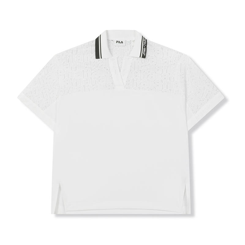 FILA Polo Shirts Women's Standard White Polo Collar Moderate Straight Fit