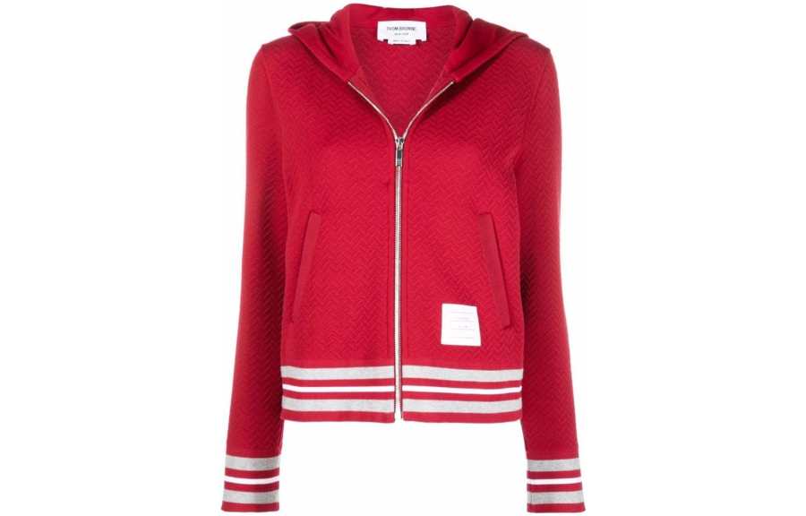 THOM BROWNE Jackets Women's Red Hooded Non Detachable Moderate