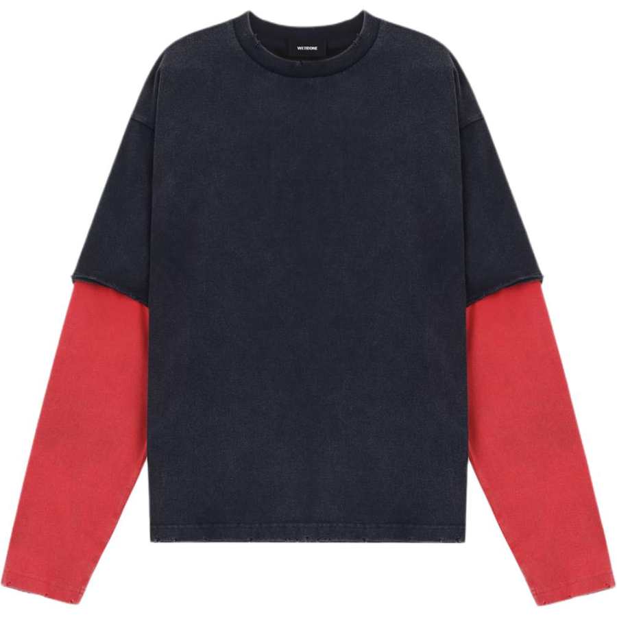 WE11DONE Drop Shoulder Sleeve T Shirt Women's Marine Blue