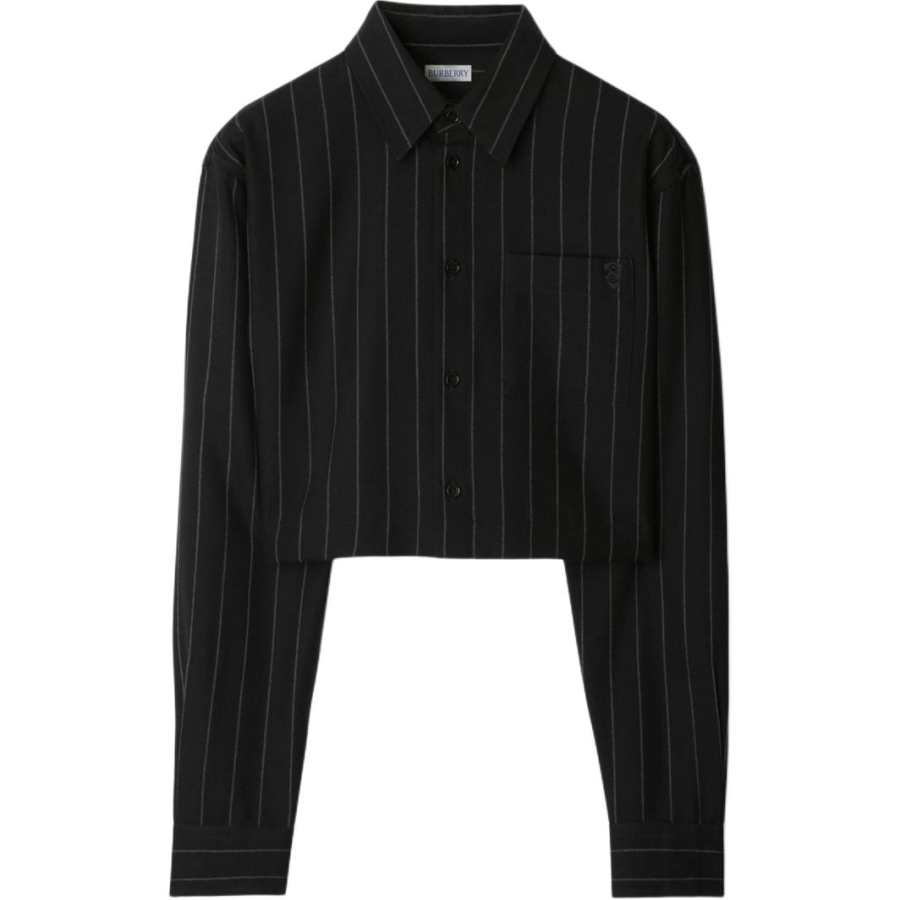 Burberry Button Up Striped Cropped Shirt