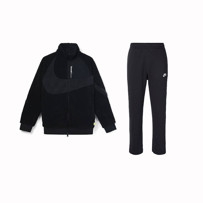 Nike Nike Logo Print Reversible Stand Collar Zippers Long Sleeved Fleece Lined Thermal Breathable Training Pants