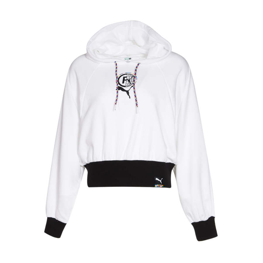 PUMA Sweatshirts Women's White Hooded Moderate Regular