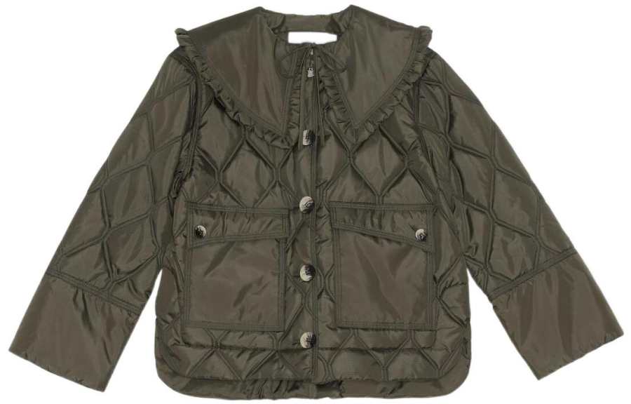 GANNI Jackets Women's Green Lapel Moderate Other