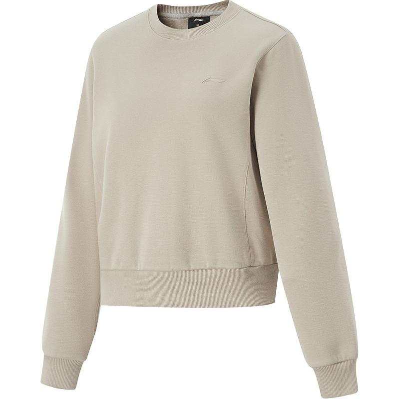 Li-Ning Li Ning Fitness Series Solid Color Crew Neck Comfortable And Breathable Versatile Thickened And Fleece Lined Sweatshirt