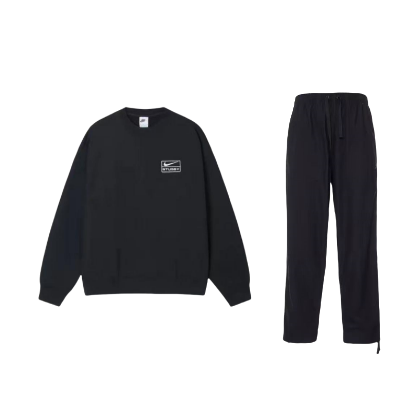 Nike Nike Logo Print Crew Neck Long Sleeved Fleece Lined Hoodies & Sweatshirts With Embroidery, Loose Fit Straight Fit Pants