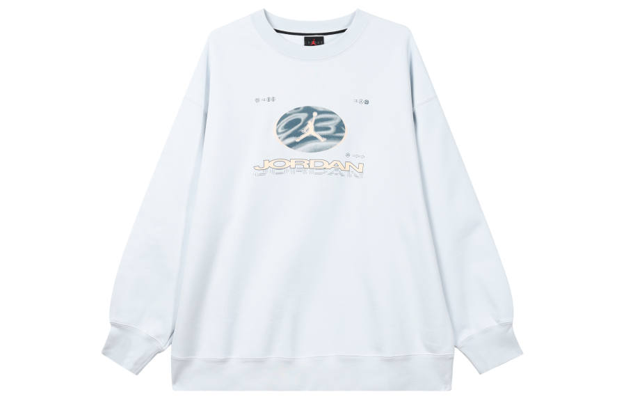 Jordan Jordan Fearless Letter Print Crew Neck Fleece Lined Casual Loose Fit Sweatshirt Women's Purple Blue