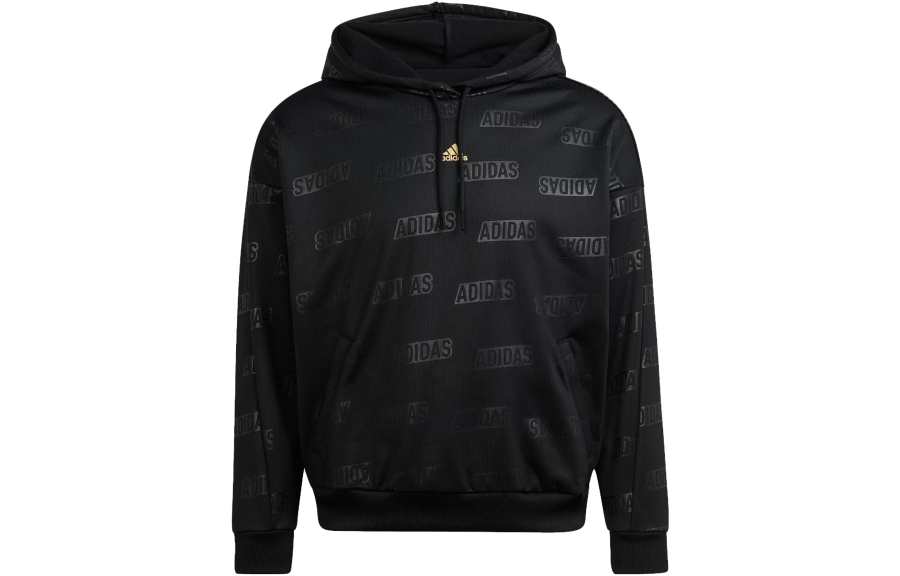 Adidas Adidas Embossed Monogram Fleece Hoodie Sweatshirt Women's Black