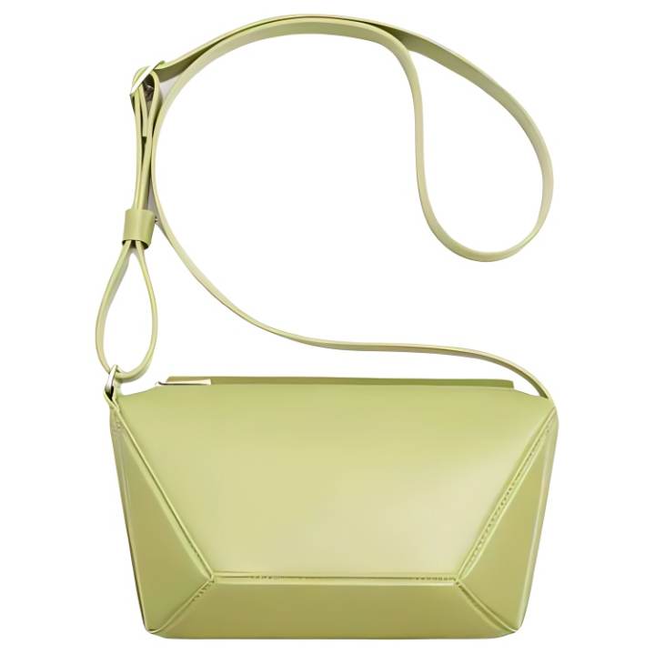 ZARA ZARA Cow Leather Shoulder Bag, Crossbody Bag Medium Men's Green/Black